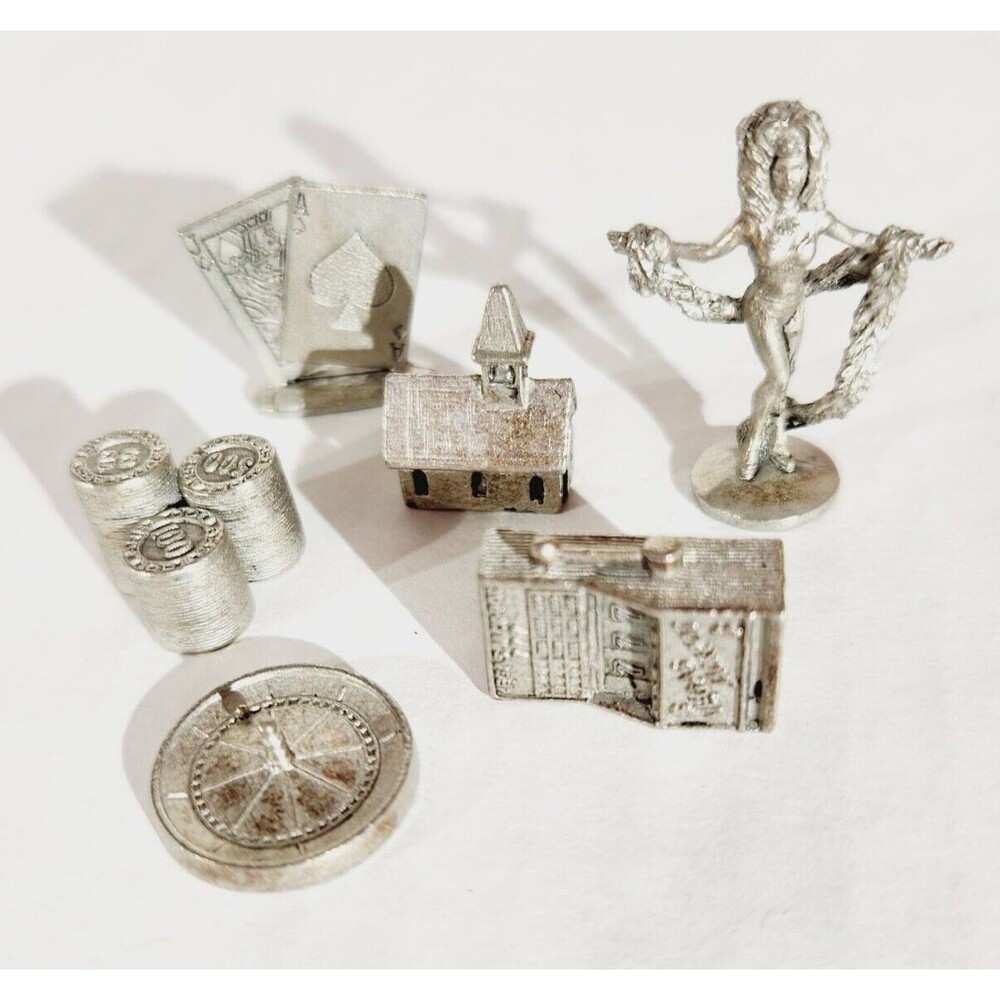 Hasbro Monopoly Las Vegas Replacement Tokens Pieces Parts Silver Pewter 2000